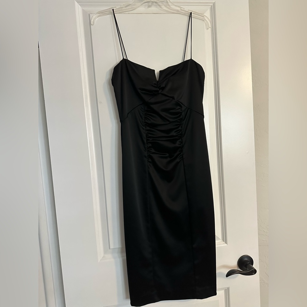 Nicole Miller Black Satin Dress